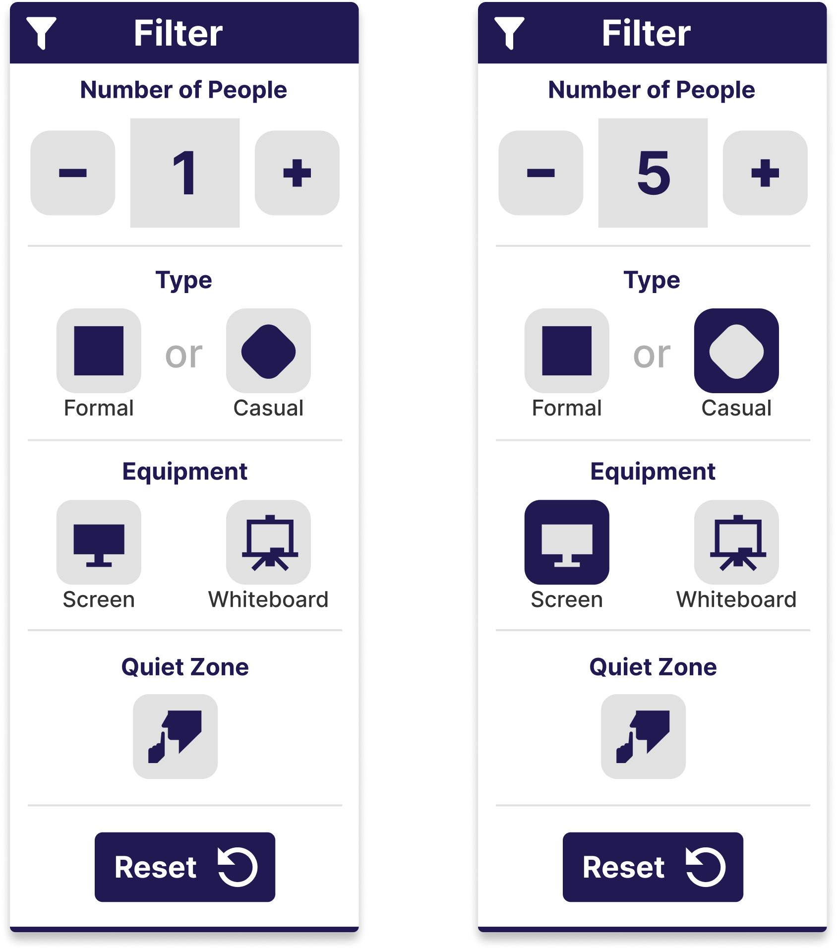 Filter before and after interaction